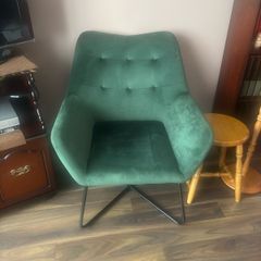Turio Forest green Velvet effect Chair