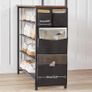 Coat Stand, Coat Rack with Shoe Storage, Hall Tree with Tiltable Mesh Shelves, 4 Removable Hooks, Side Storage Pocket, Shoe and Coat Rack for Hallway, Living Room, Rustic Brown Image 6