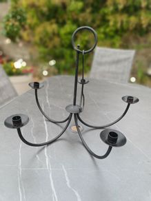 Solid Cast-Iron Hanging Candle Chandelier - Five-Arm Candelabra