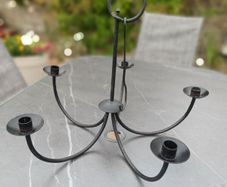 Solid Cast-Iron Hanging Candle Chandelier - Five-Arm Candelabra