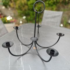 Solid Cast-Iron Hanging Candle Chandelier - Five-Arm Candelabra