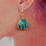 Gold Plated Copper Natural Turquoises Drop Earrings High Quality Gems Stone Dangle Earring Women Jewelry Image 2