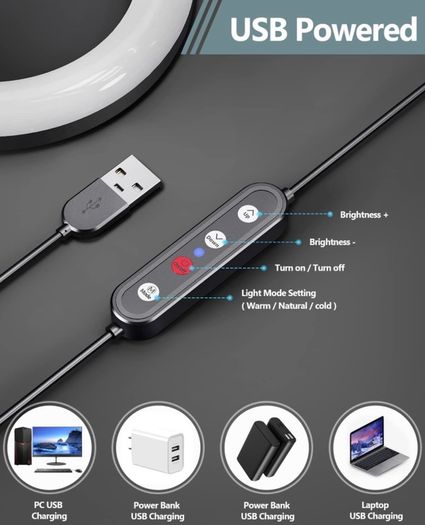 Laptop Ring Light with Clip and Tripod, 6.3'' Desktop LED Lamp with Dimmable 3 Modes 10 Brightness Level for PC Monitor/Live Streaming/YouTube/TiK Tok (FREE POSTAGE)