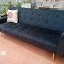 Luxury Velvet Sofa Bed with Golden Legs black Image 2