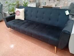 Luxury Velvet Sofa Bed with Golden Legs black