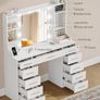 Large Dressing Table with Adjustable Led Light, Dressing Table with Mirror, Vanity with Sockets, 11 Drawers and 6 Jewelry Hooks, Includes Ring Storage, Suitable for Bedroom, White Image 2