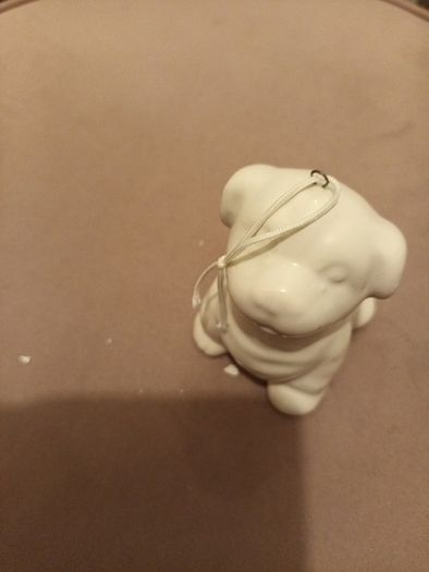 Hanging ceramic christmas dog