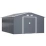 13 x 11ft Garden Metal Storage Shed, Outdoor Storage Tool House with Ventilation Slots, Floor Foundation and Lockable Double Doors, Grey Image 2