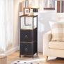 Slim Bathroom Storage Cabinet, Narrow Corner Storage Cabinet Unit for Small Spaces, Small Corner Shelf Unit with 2 Fabric Drawers, Black Bathroom Cabinet, Rustic Brown and Black Image 3