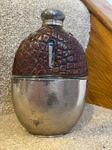 Army and Navy Antique glass hip flask,
