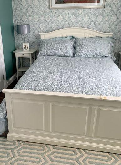 IKEA BIRKELAND Double Bed + Bedside Table