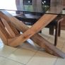 Solid Glass Topped Oak Table With 8 Oak Chairs Image 3