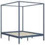 Canopy Bed Frame Grey Solid Pine Wood 160x200 cm Image 5
