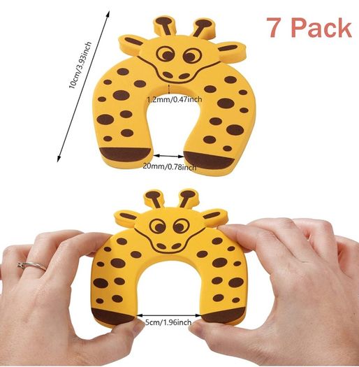 Children's Door Stop, Child Safety Door, Animal Design, Doorstop, Finger Clamp Protection, Foam Baby Safety Protection of Children's Hands and Pets from Injuries (Pack of 7)