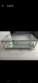 glass with mirror base coffee table