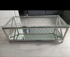 glass with mirror base coffee table