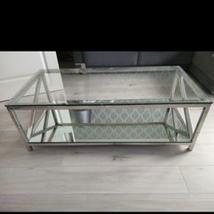 glass with mirror base coffee table