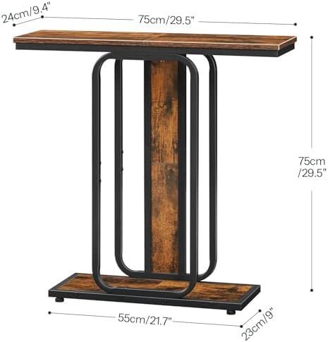 Console Table for Hallway Slim, Narrow Hallway Table, 2-Tier Industrial Sofa Table with Geometric-Styled Structure