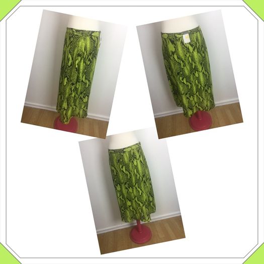 Neon yellow and black animal print chiffon midi skirt with side slit  size14 BNWTS includes postage