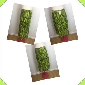 Neon yellow and black animal print chiffon midi skirt with side slit  size14 BNWTS includes postage