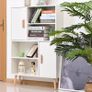 Sideboard Bookshelf Free Standing Bookcase Shelves Unit Display Storage Cabinet w/ Adjustable Shelves, Wooden Leg, Two Doors, White Image 3