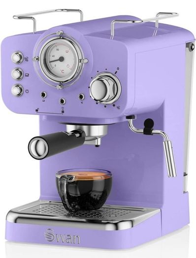 Retro Pump Espresso Coffee Machine, Purple, 15 Bars of Pressure, Milk Frother, 1.2L Tank MTIPLE COLOURS AVAILABLE, SEE PHOTOS (FREE POSTAGE)
