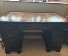 Antique Style Mahogany Pedestal Executive Desk