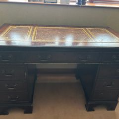 Antique Style Mahogany Pedestal Executive Desk