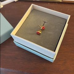 gold kids earrings-ladybirds
