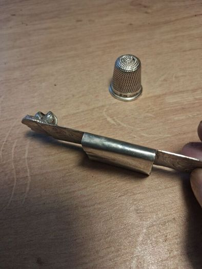 Early 20th Century Sterling Silver Money Clip and Thimble