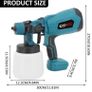 NEW Cordless Paint Sprayer Fence Wall HVLP 21V 1litre & 2 Batteries Image 2