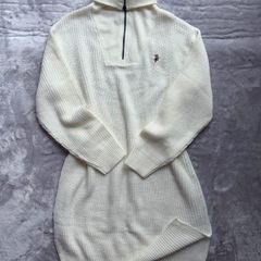 U.S. Polo Assn. Cream Cable Knit Quarter Zip Jumper Dress UK 12/14 Worn once like new