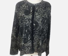 Daniel Hechter Ladies Black & White Long Sleeve Floral Print Blouse Uk 22 Includes Postage