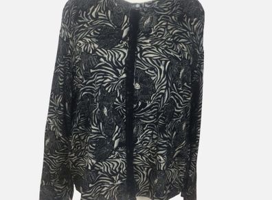 Daniel Hechter Ladies Black & White Long Sleeve Floral Print Blouse Uk 22 Includes Postage