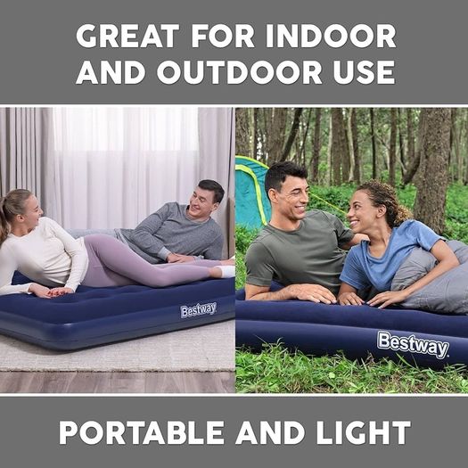 NEW SALE | Double Air Bed | Inflatable Outdoor, Indoor Airbed, Quick Inflation, Flocked Double Size Air Mattress