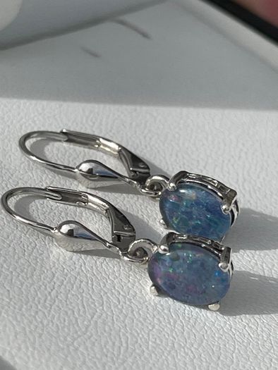 Sterling silver 925  Boulder Opal Triplet Earrings in Platinum Plated Sterling Silver