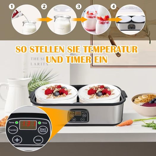 Brand New 2L Yogurt Maker with 2 Jars Temp Control & Timer Multifunction Automatic Greek Yogurt Maker