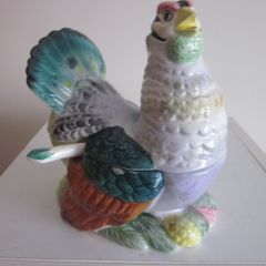 Small Italian Ceramic Turkey Tureen with Spoon