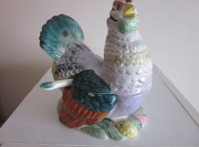 Small Italian Ceramic Turkey Tureen with Spoon