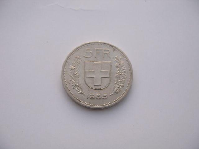 Swiss 5FR Confoederatio Helvetica 1985