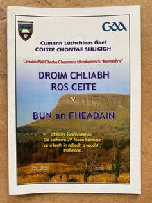 GAA 2012 Drumcliffe Rosses Point v Bunninadden - Sligo Inter Football Club Final Programme