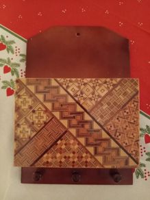 Yosegi letter rack ,wall mounted, marquetry, wooden letter rack