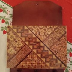Yosegi letter rack ,wall mounted, marquetry, wooden letter rack