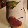 Old Antique Art Deco Pottery Vase With Appel And Appel Leaves Image 2