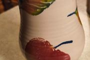 Old Antique Art Deco Pottery Vase With Appel And Appel Leaves