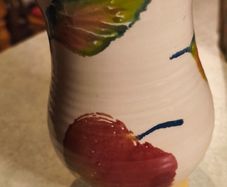 Old Antique Art Deco Pottery Vase With Appel And Appel Leaves