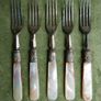 Vintage Mother Of Pearl Handle Cake Forks Image 2