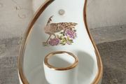 Neofitou Greece Candle Holder Porcelain Peacock 24 Gold