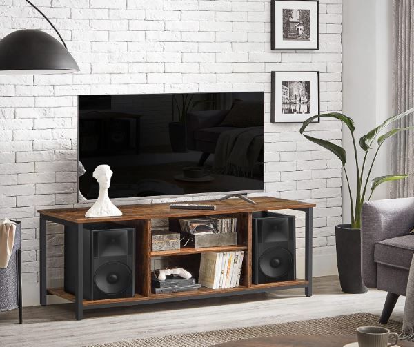 Vintage Brown TV Cabinet for TVs up to 65 Inches with Open Compartments