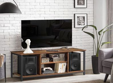 Vintage Brown TV Cabinet for TVs up to 65 Inches with Open Compartments